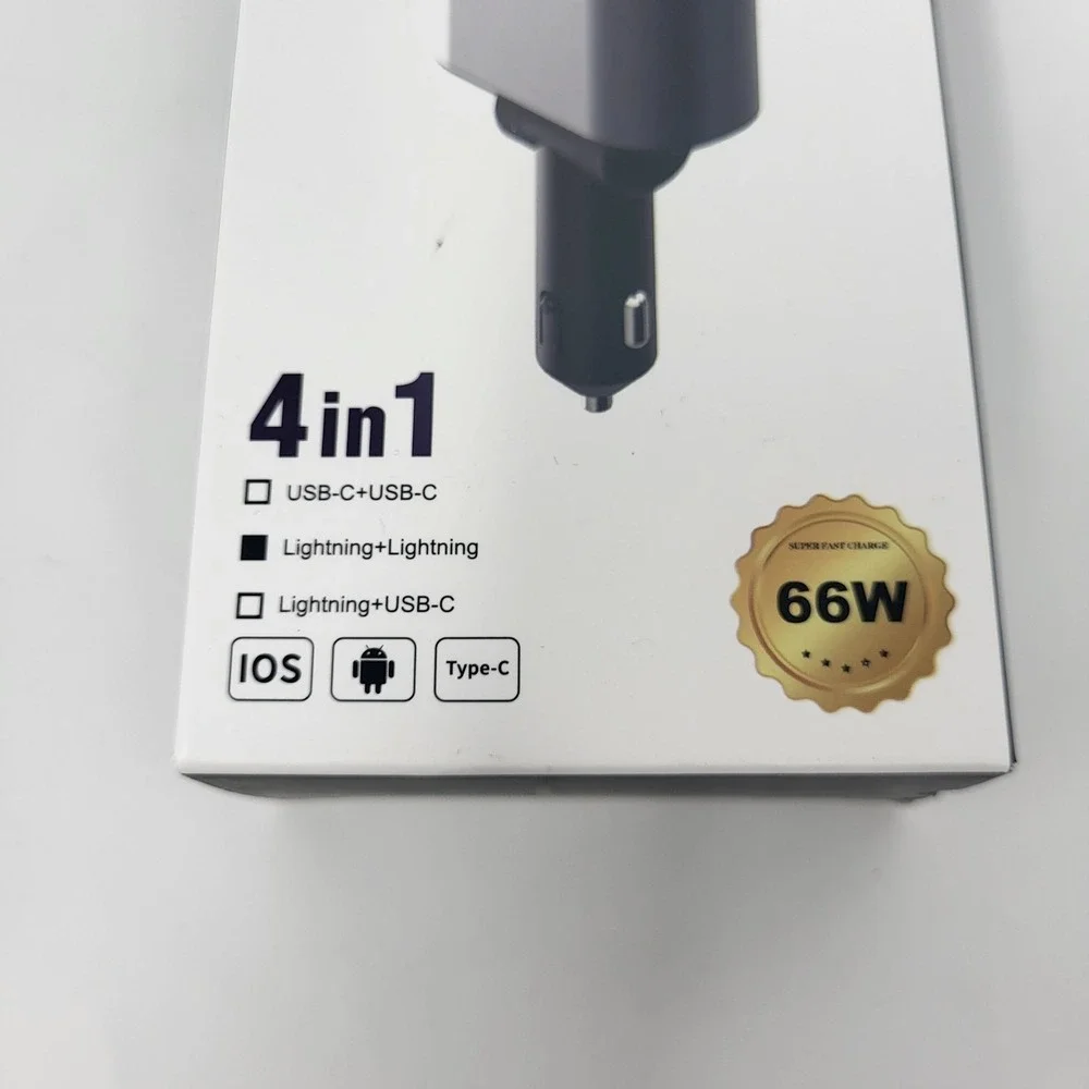 Elobeth Super Fast Charge 4-in-1 retractable car‎ charger